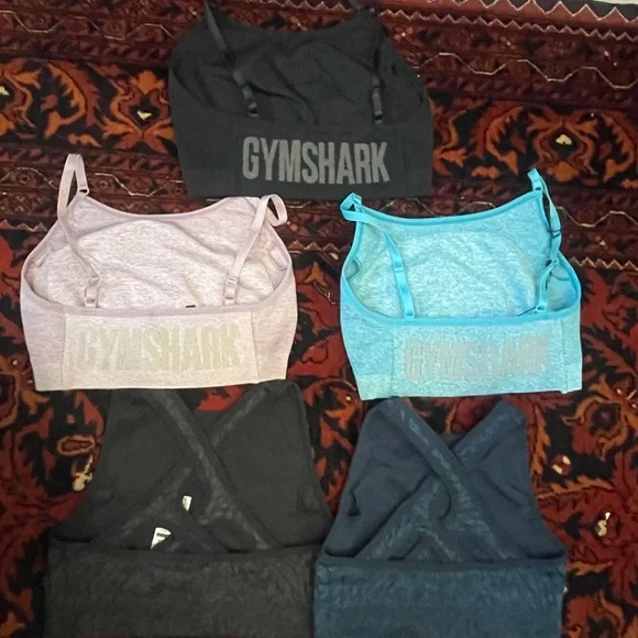 Gymshark Sports Bra Trio - Pink, Blue, Black - Picture 2 of 2